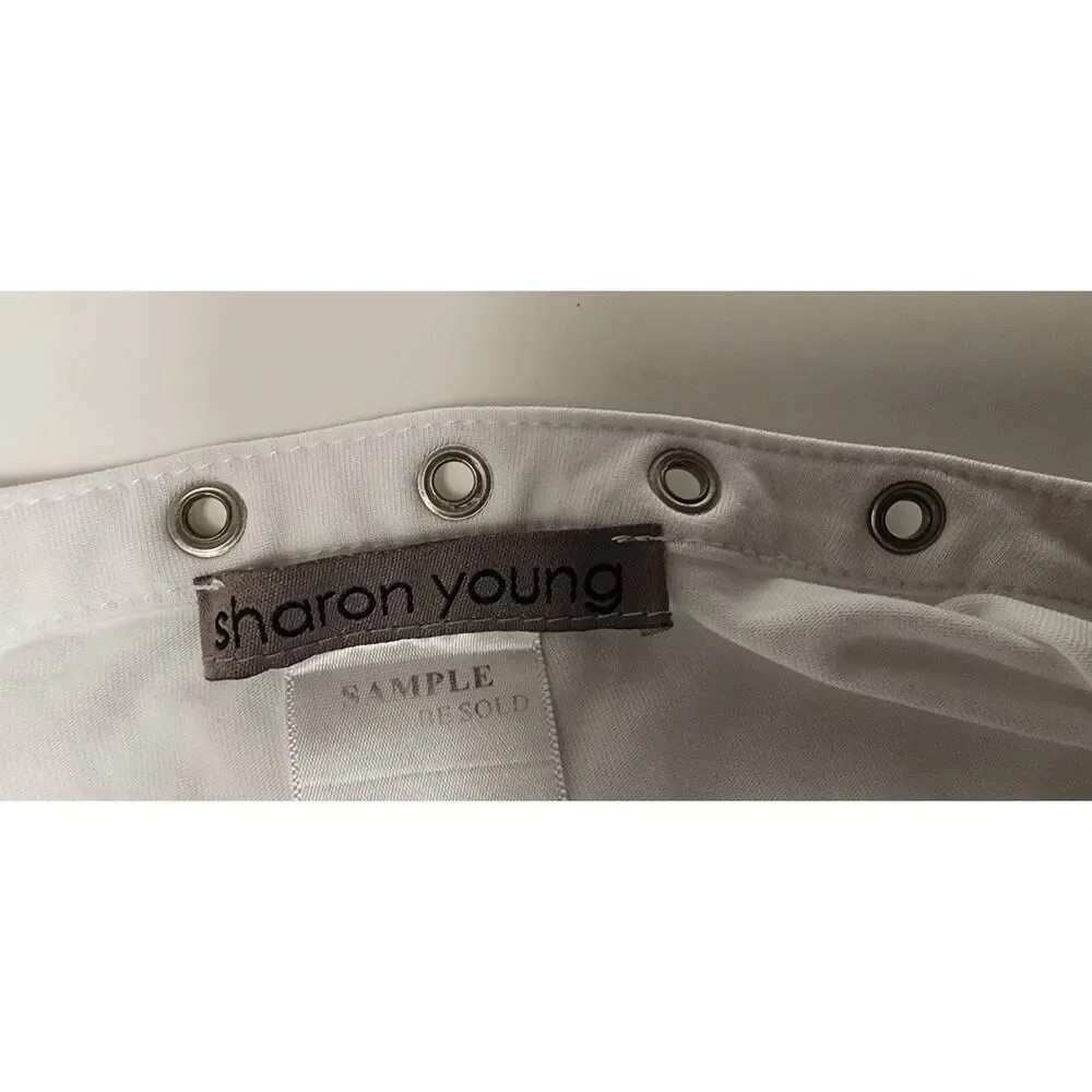 Sharon Young Long Sleeve T-Shirt Cut Out Neckline Blouse Size Medium Color White